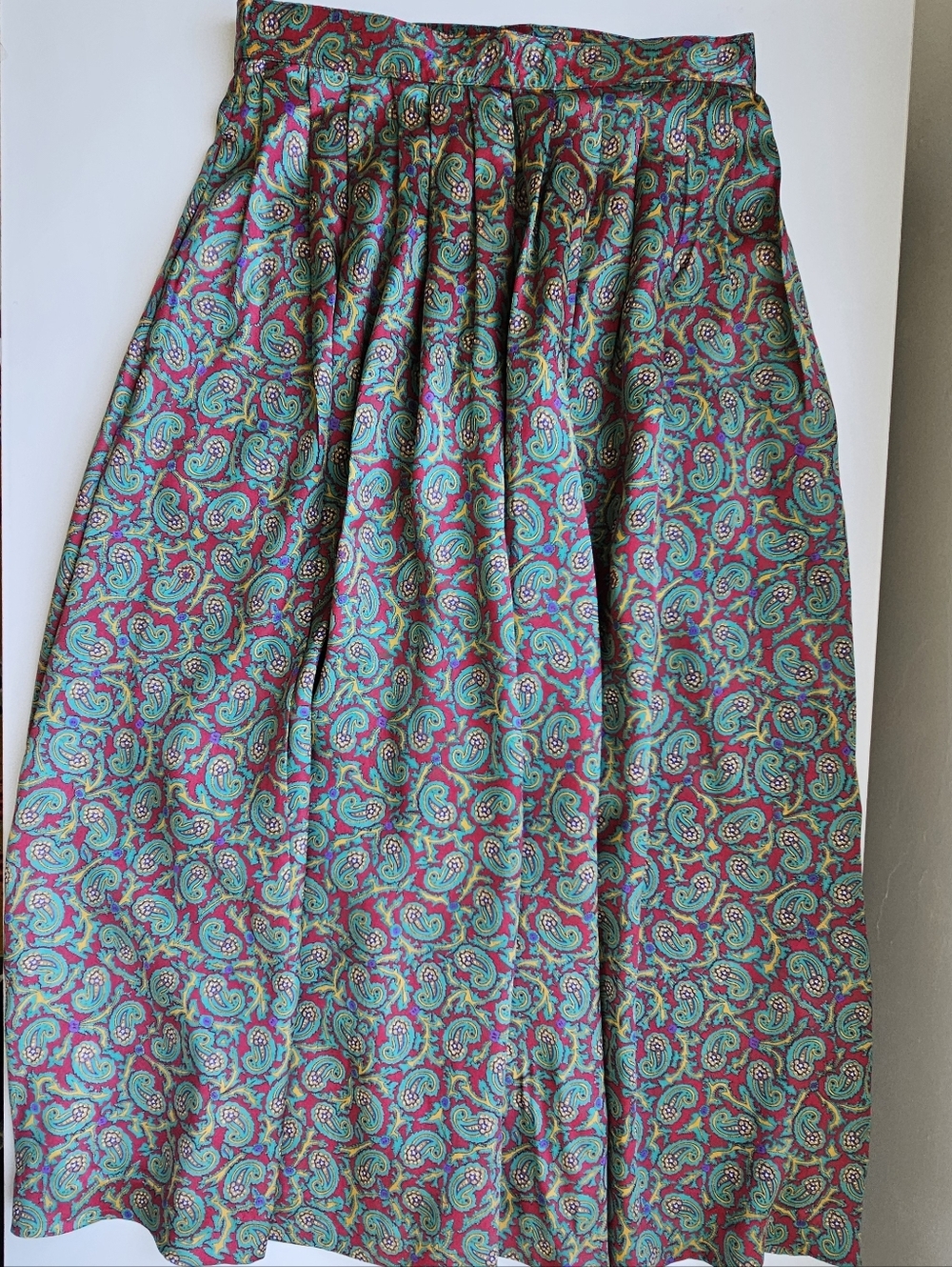 Oscar De La Renta Expressions Vintage  Paisley Print Pleated Long Skirt - Picture 12 of 16